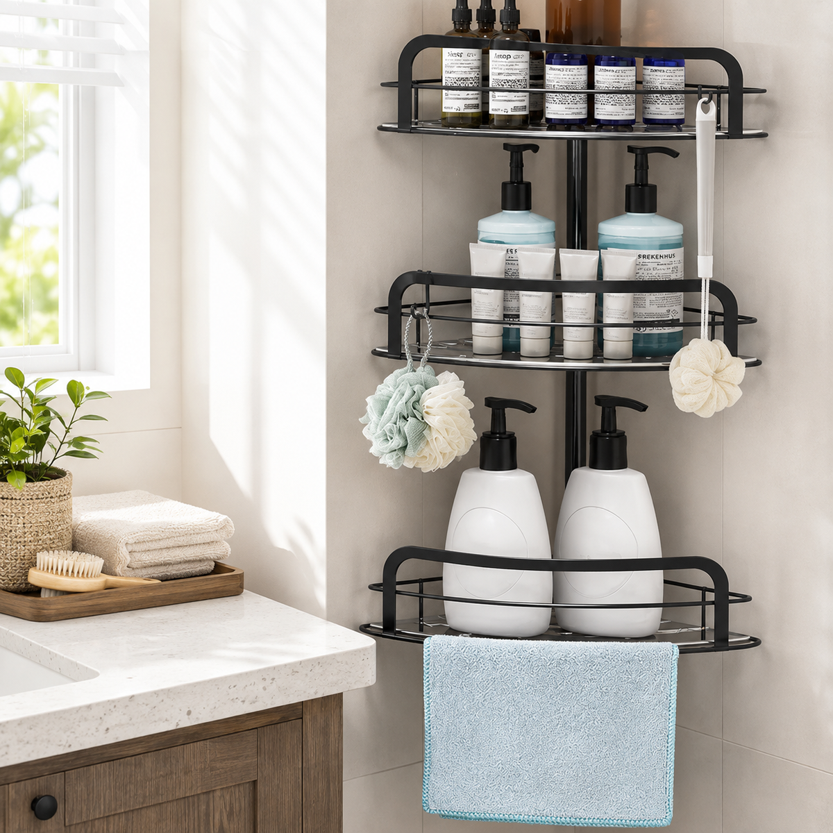 Rust-Free 4-Tier Corner Shower Caddy