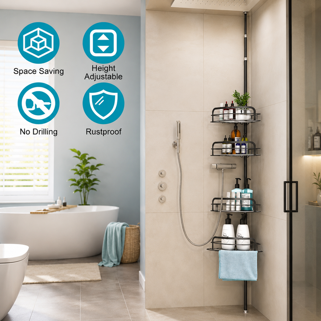 Rust-Free 4-Tier Corner Shower Caddy