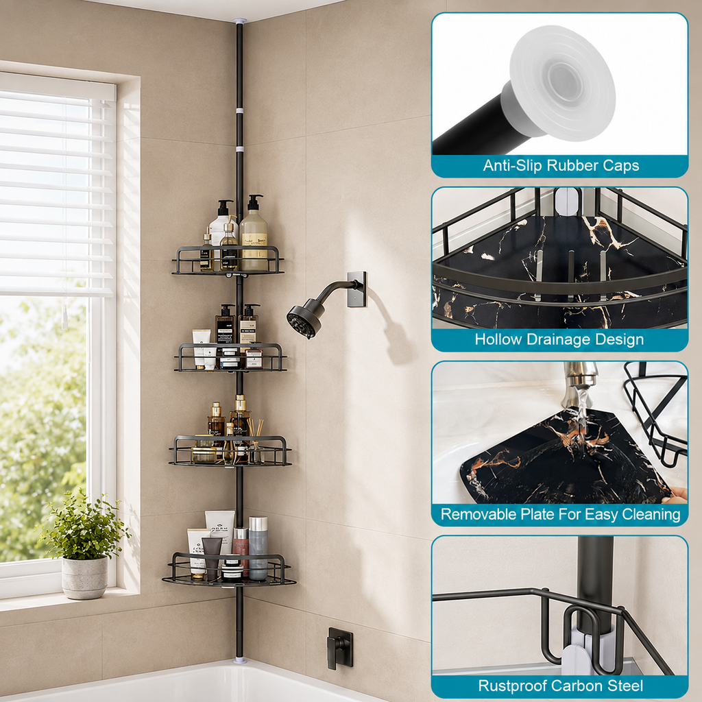 Rust-Free 4-Tier Corner Shower Caddy