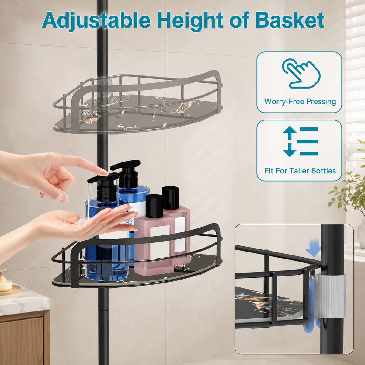 Rust-Free 4-Tier Corner Shower Caddy