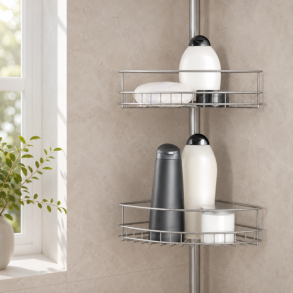 Steel 4-Tier Tension Shower Caddy