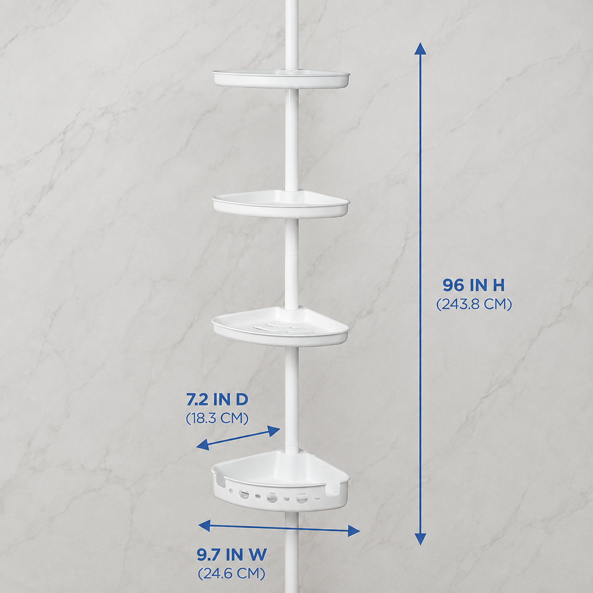 Black 4-Tier Tension Pole Shower Caddy