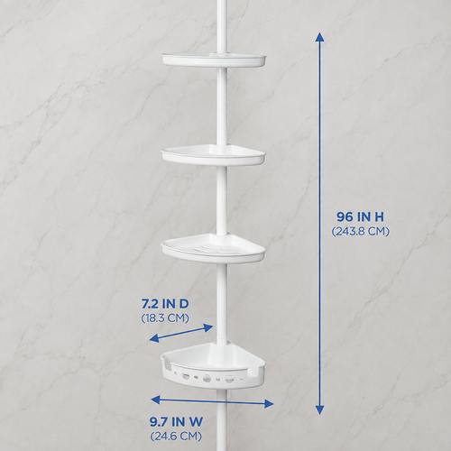 Black 4-Tier Tension Pole Shower Caddy