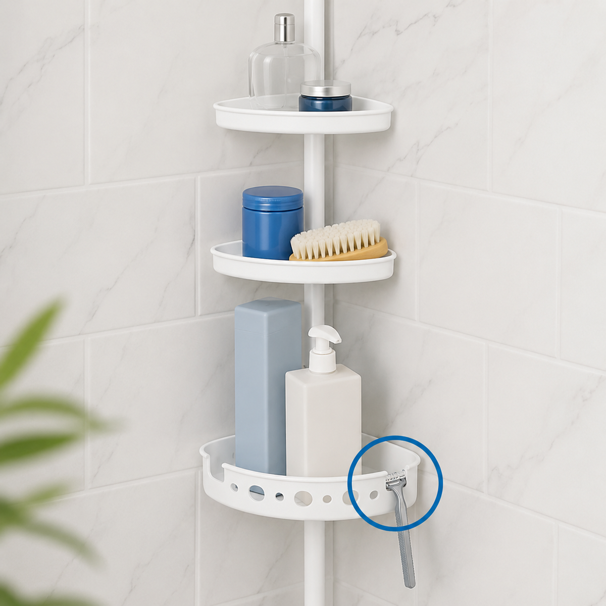 Black 4-Tier Tension Pole Shower Caddy