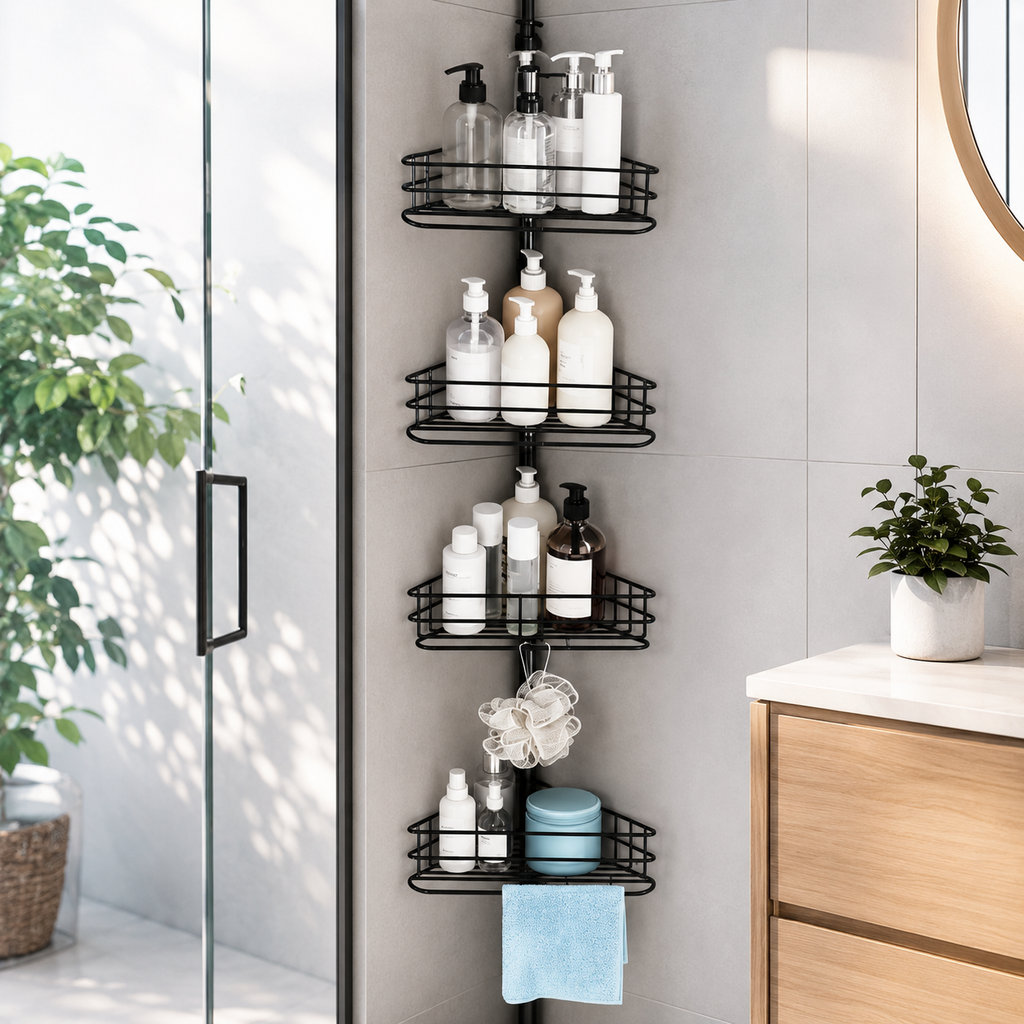 Adjustable 4-Tier Corner Shower Caddy