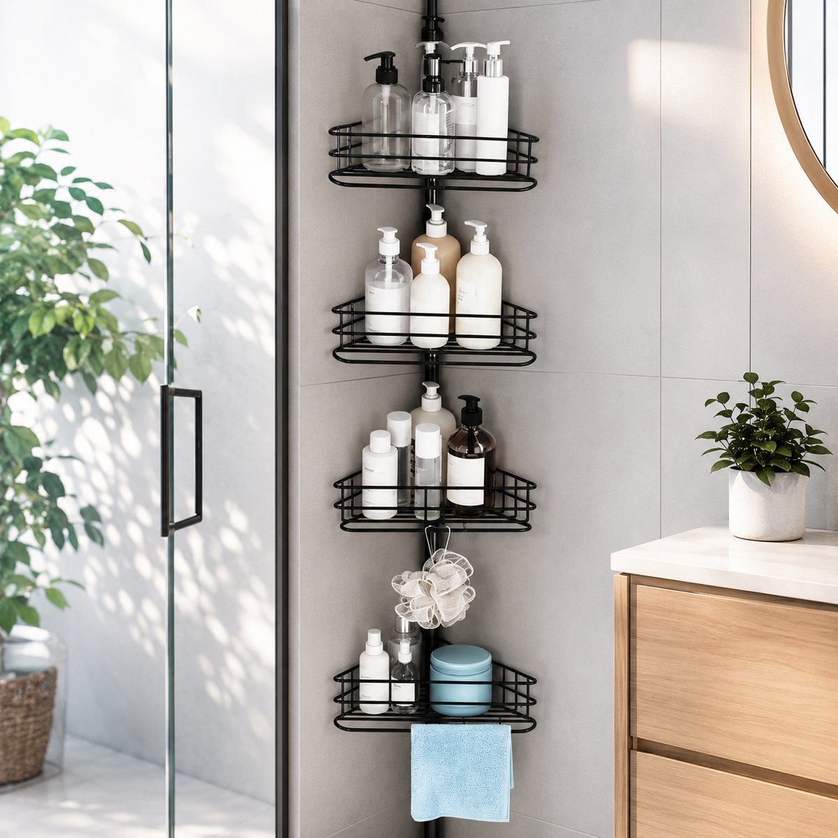 Adjustable 4-Tier Corner Shower Caddy