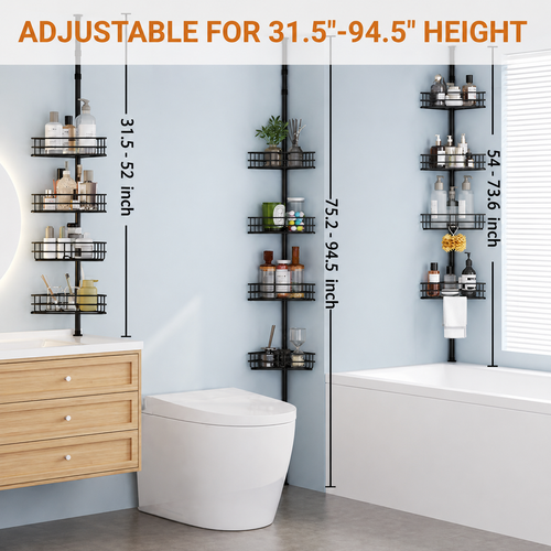 Adjustable 4-Tier Corner Shower Caddy