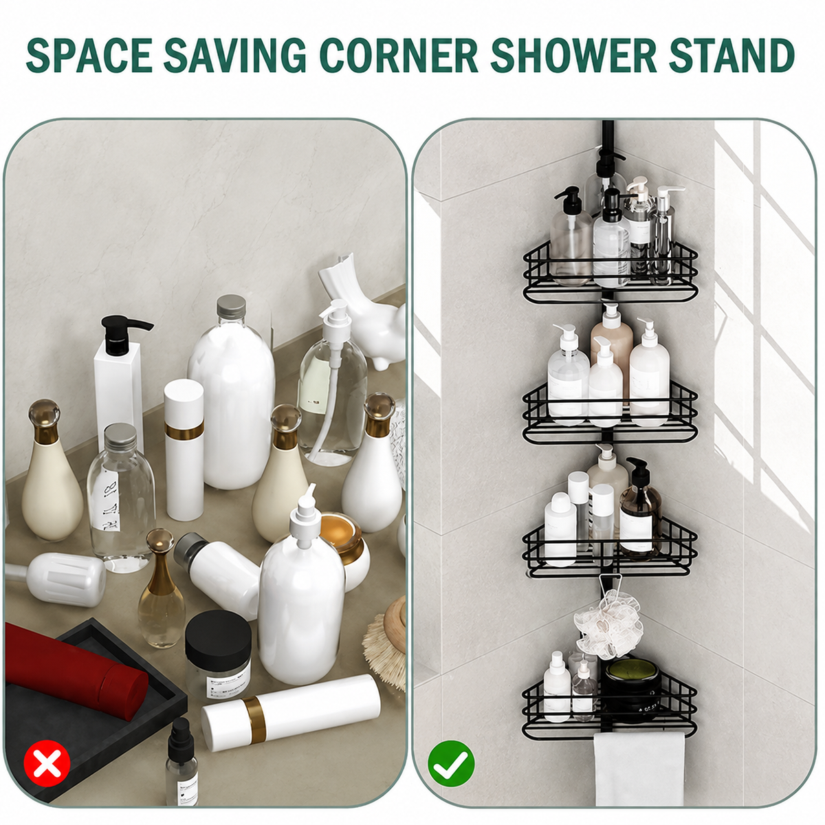 Adjustable 4-Tier Corner Shower Caddy