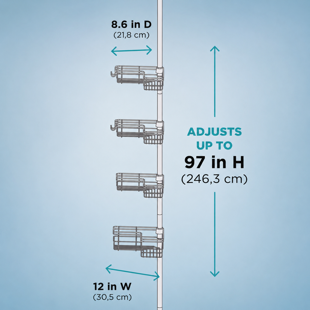 Satin Nickel 4-Tier Tension Shower Caddy